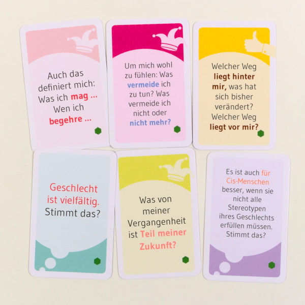 Preview: Karten im Einsatz: Das bewährte System nimmt die typische Schwere aus schwierigen Themen und dient als hilfreiche Brücke für verunsicherte Angehörige.