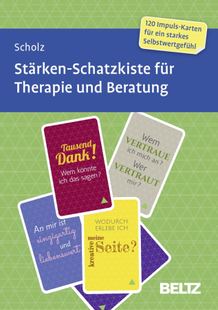 Produktbox: STÄRKEN Schatzkiste 16plus mit 120 Karten zur spielerischen Ressourcenaktivierung und Bewältigung von Umbruchphasen bei Jugendlichen und Erwachsenen.